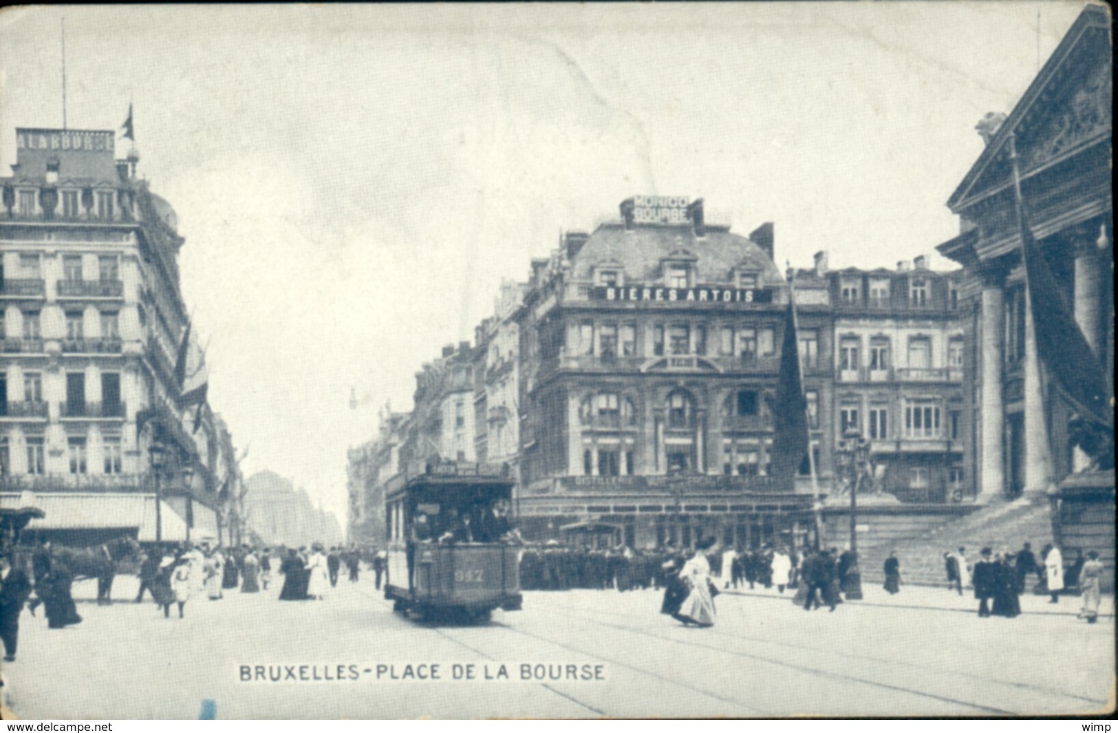 Bruxelles : Place De La Bourse  // 2 Cartes : 1 X Noir Et Blanc + 1 X Couleurs - Monumenten, Gebouwen