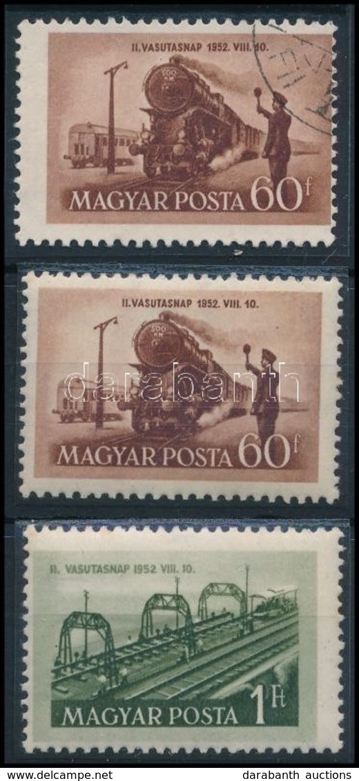 ** O 1952 Vasutasnap Sor Postatisztán + Bélyegzett Elfogazott 60f - Sonstige & Ohne Zuordnung