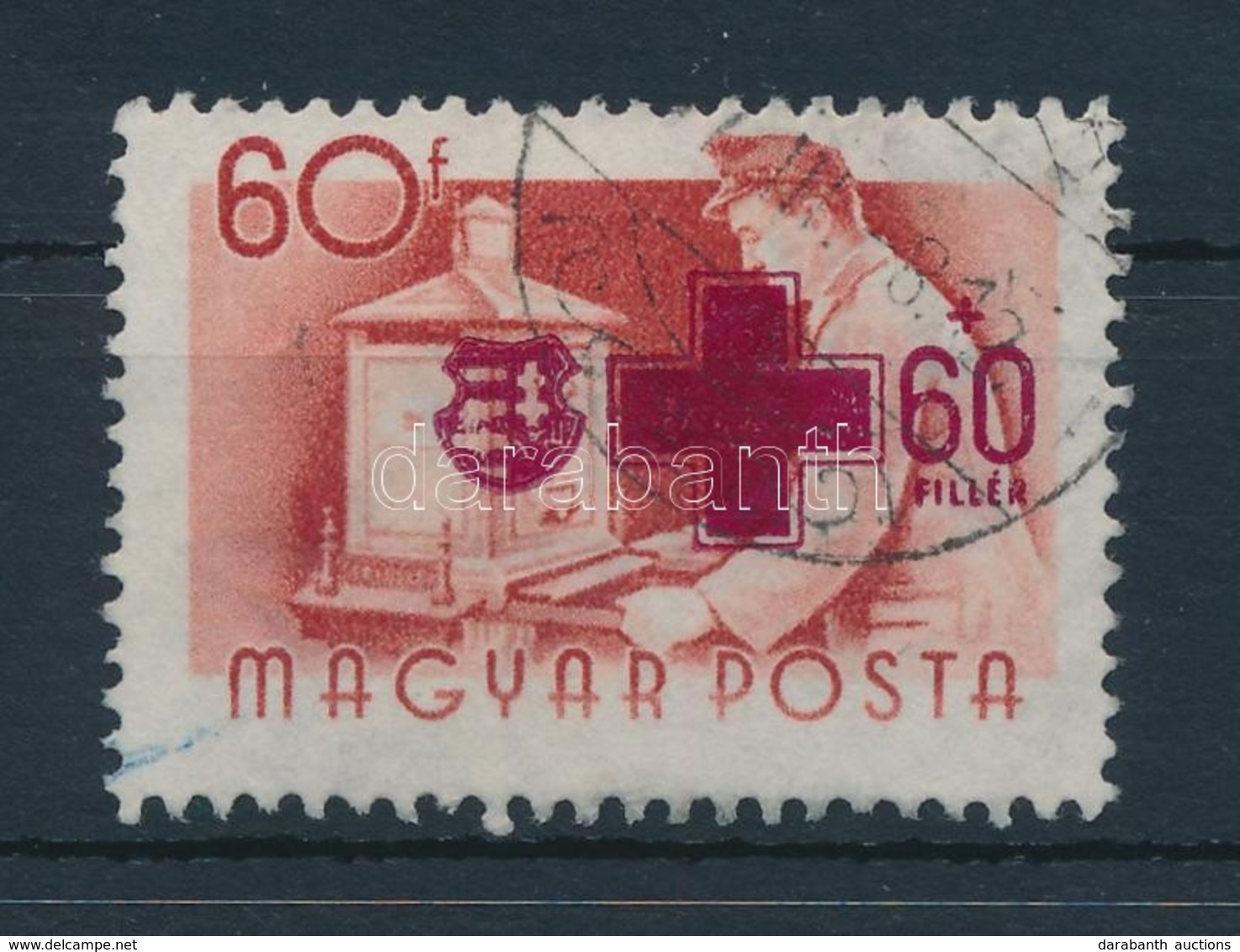 O 1957 Vöröskereszt 60f Elfogazva, Hiányos Címer - Altri & Non Classificati