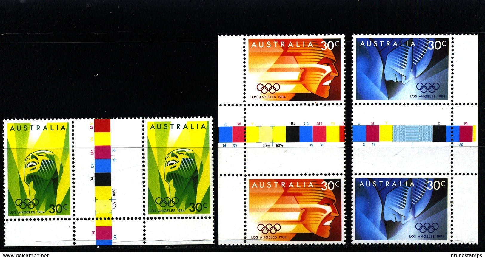 AUSTRALIA - 1984  OLYMPIC GAMES  SET  UNFOLDED  GUTTER PAIRS   MINT NH - Nuovi