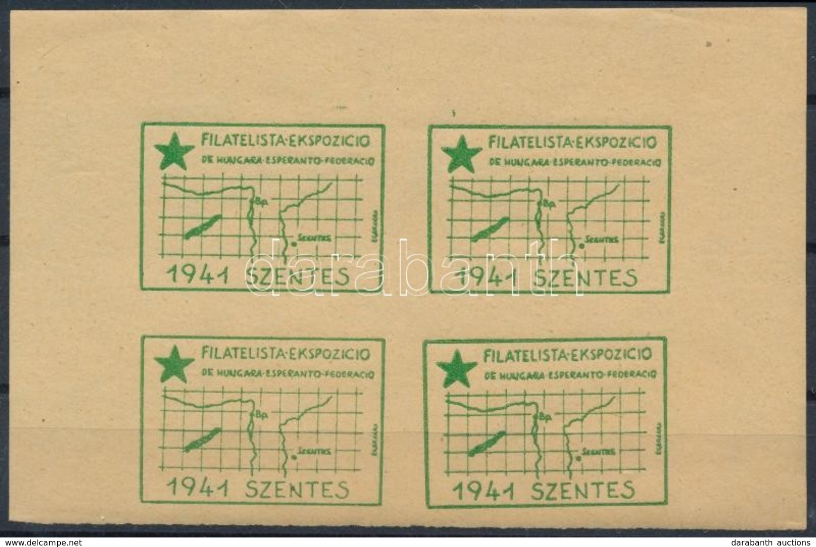 ** 1941/11ca + 11cb Eszperantó Bélyegkiállítás Emlékív (alsó ívszél Hiány) (13.000) - Other & Unclassified