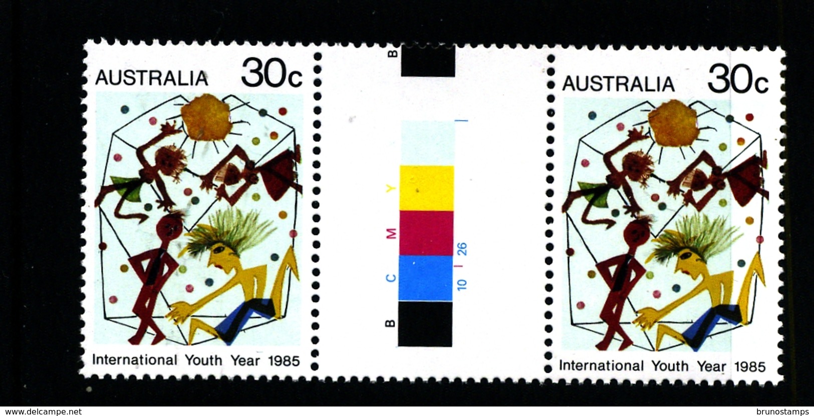 AUSTRALIA - 1985  YOUTH YEAR  UNFOLDED  GUTTER PAIR   MINT NH - Nuovi