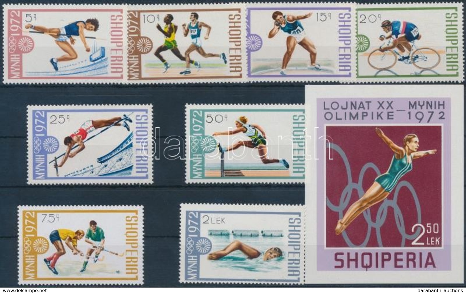 ** 1972 Müncheni Nyári Olimpia Sor Mi 1556-1563 + Blokk Mi 45 - Autres & Non Classés