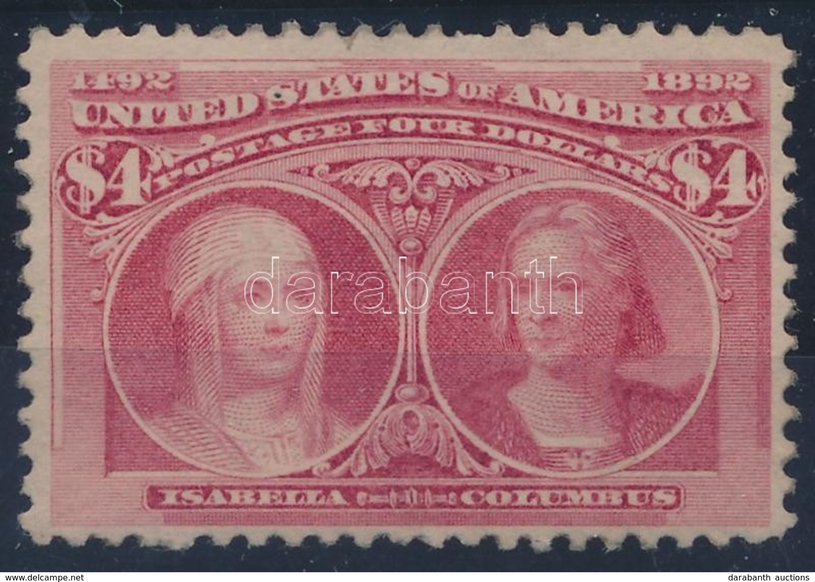 1892 Kolombusz Sor 4 $ értéke (újragumizott Bélyeg, 1 Rövid Fog / Regummed Stamp, 1 Short Perf.) - Altri & Non Classificati