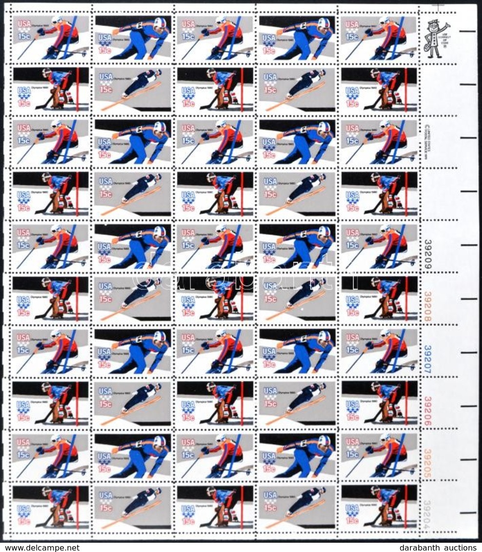 ** 1980 Téli Olimpia 10 Db Sor 50-es Teljes ívben Mi 1411-1414 - Autres & Non Classés