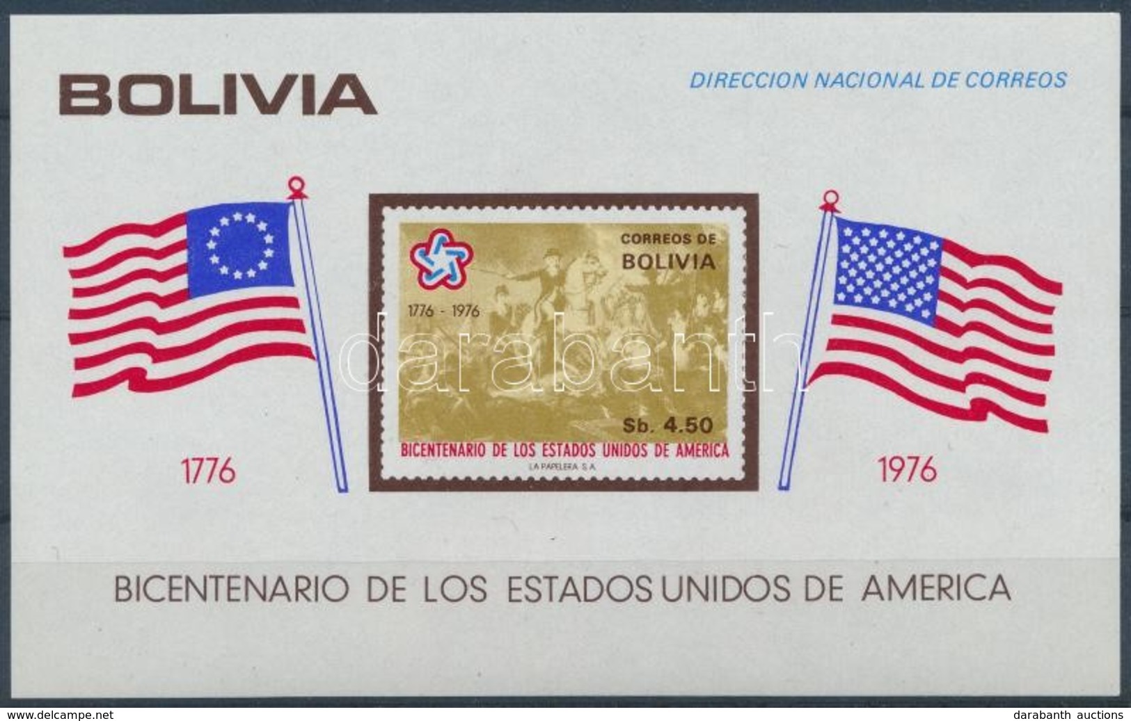 ** 1976 200 éves Az USA Függetlensége Blokk,
200th Anniversary Of The American Independent Block
Mi 66 - Altri & Non Classificati