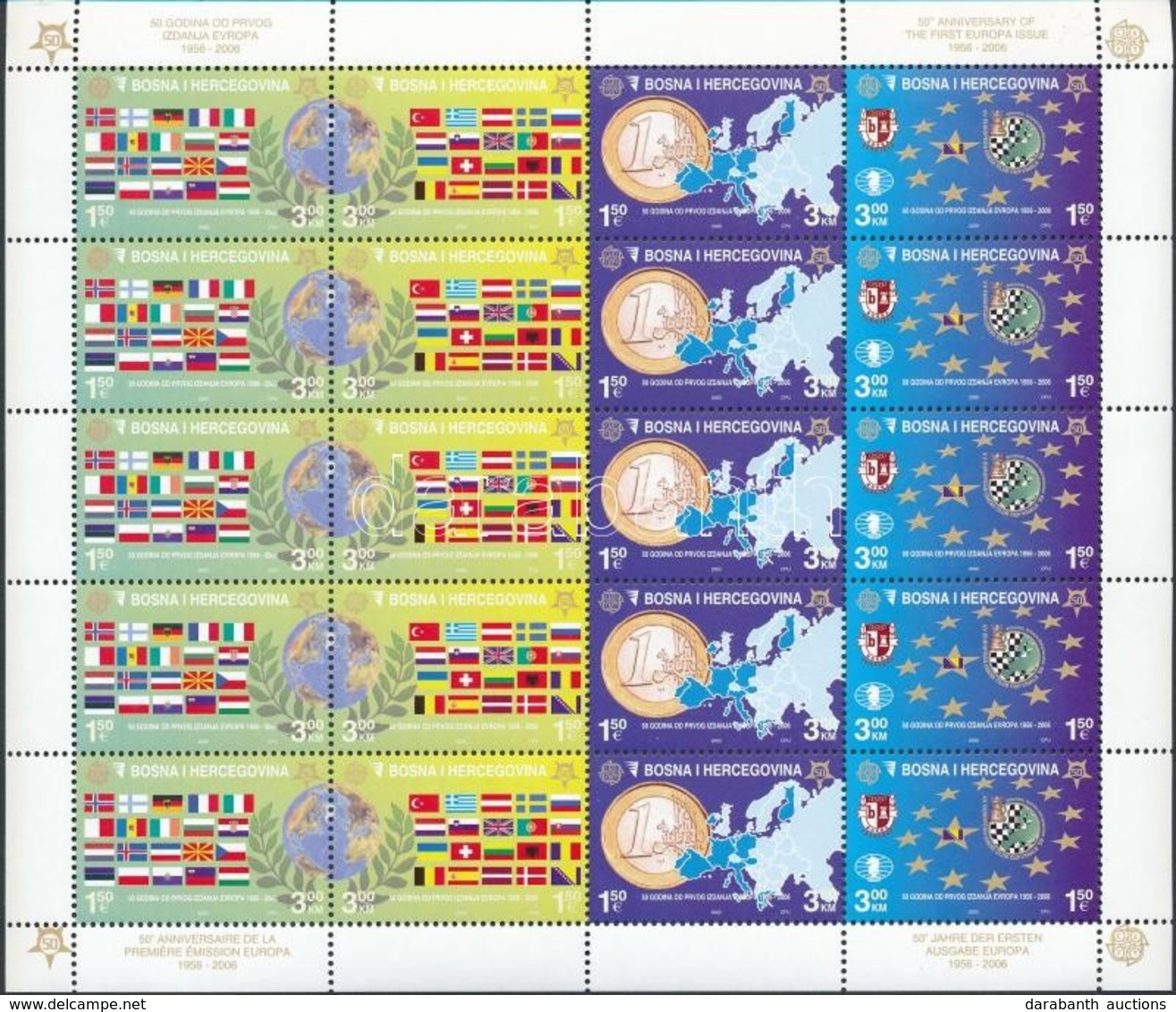 ** 2005 50 éves Az Europa CEPT Bélyeg Kisív Mi 419 A-422 A - Otros & Sin Clasificación