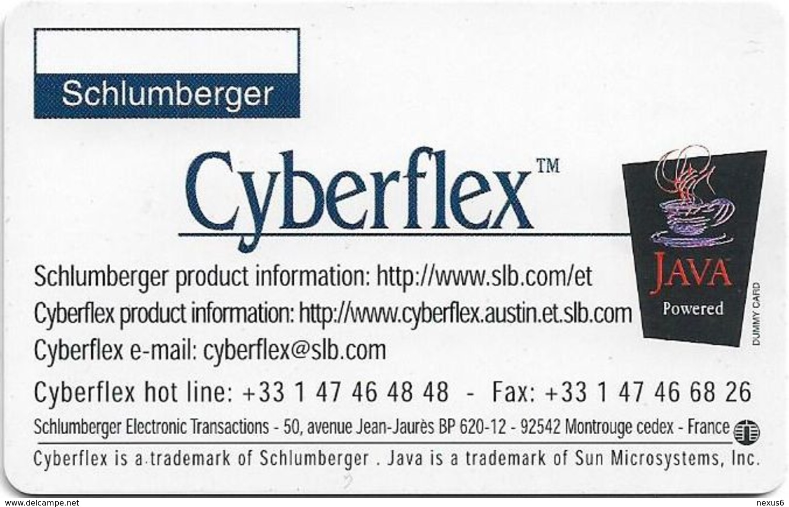 France - Cyberflex The Card For Java - Butterfly, Promo Dummy Card - Otros & Sin Clasificación