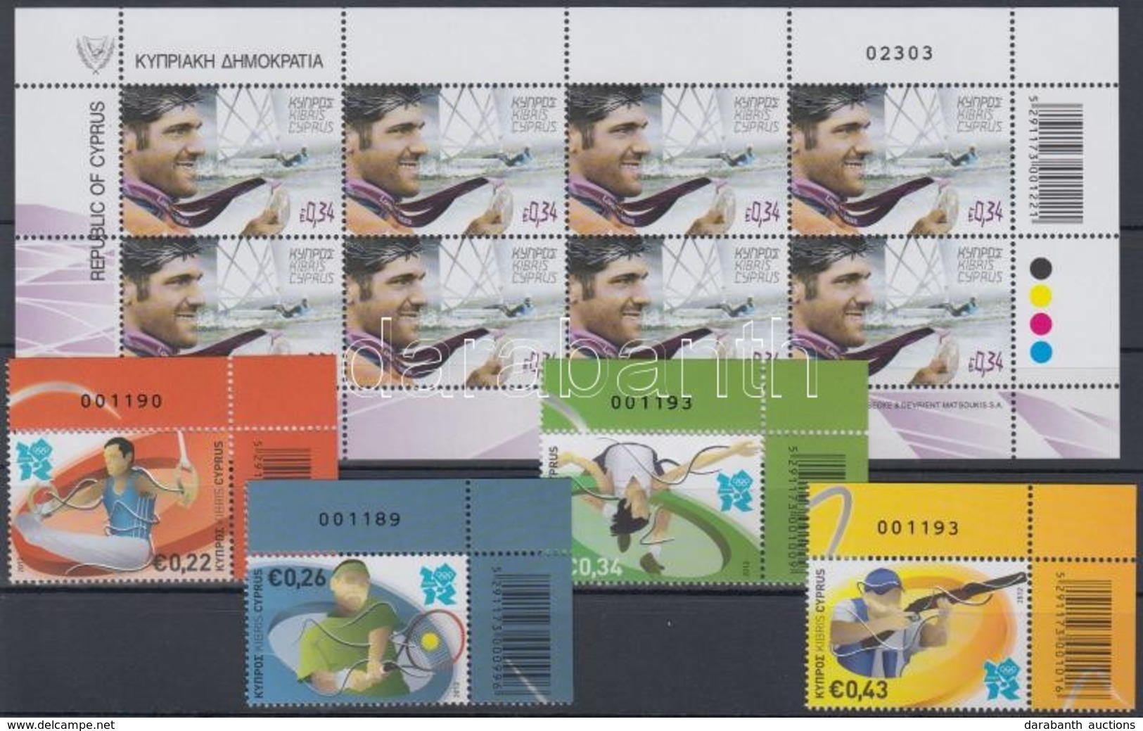 ** 2012 Nyári Olimpia London ívsarki Vonalkódos Sor Mi 1230-1233 + Kisív Mi 1246 - Sonstige & Ohne Zuordnung