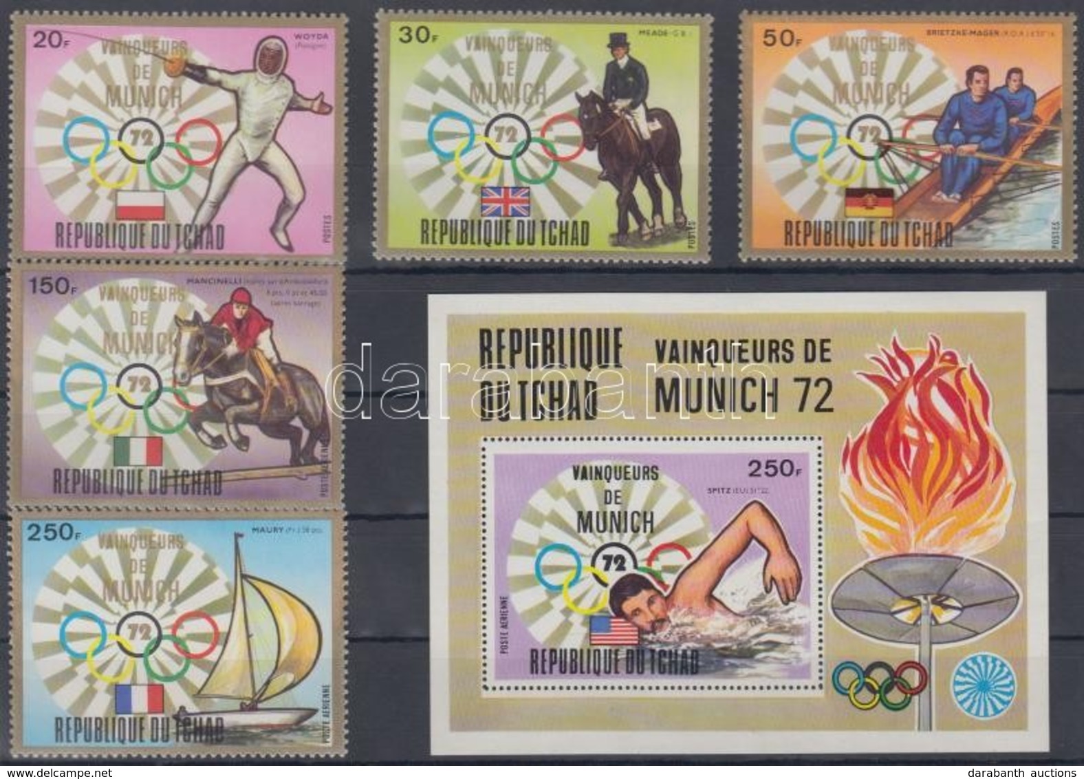 ** 1972 Müncheni Olimpia Sor Mi 641 A-645 A + Blokk Mi 57 A - Other & Unclassified