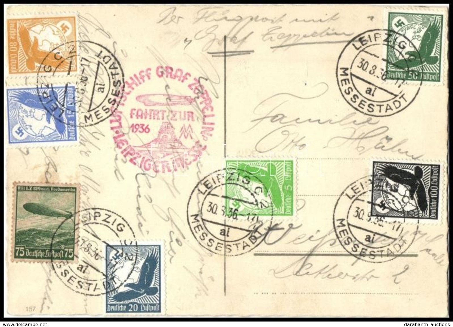 1936 Zeppelin Léghajó útja A Lipcsei Vásárra Levelezőlap / Zeppelin Flight To The Leipzig Fair, Postcard - Other & Unclassified