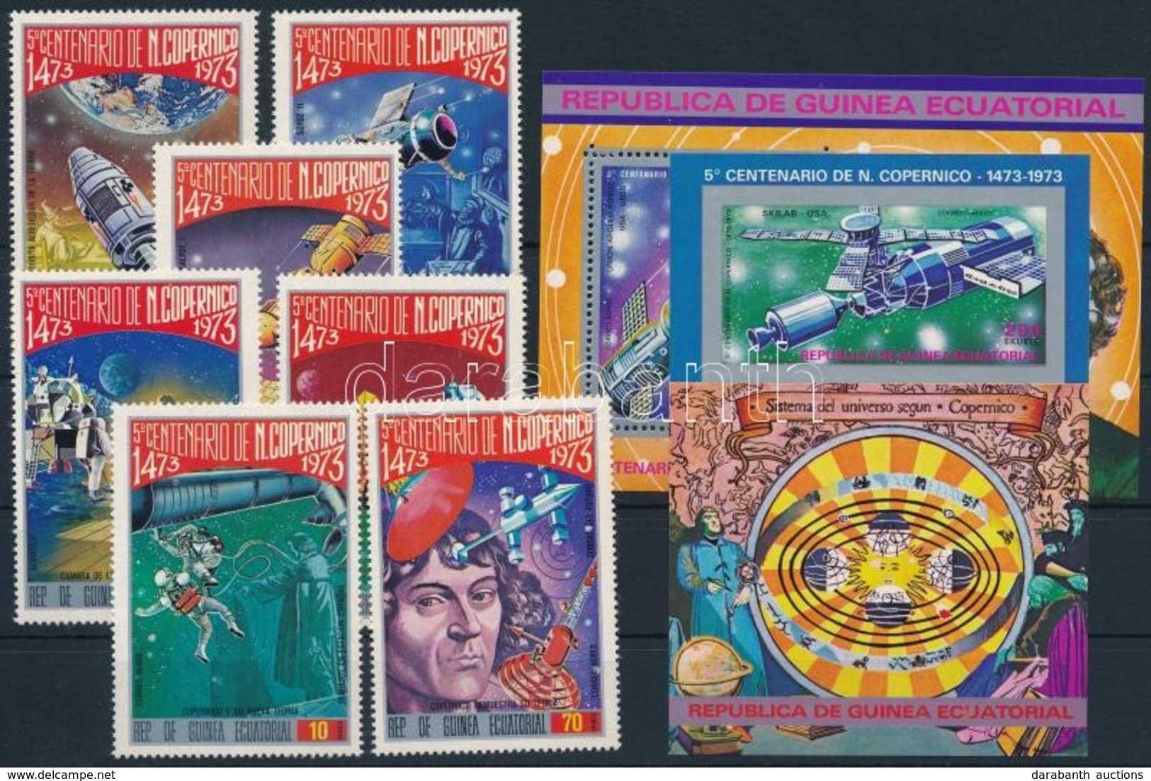 ** 1974 Kopernikusz, űrkutatás Mi 329-335 + Blokk 93-94 - Other & Unclassified