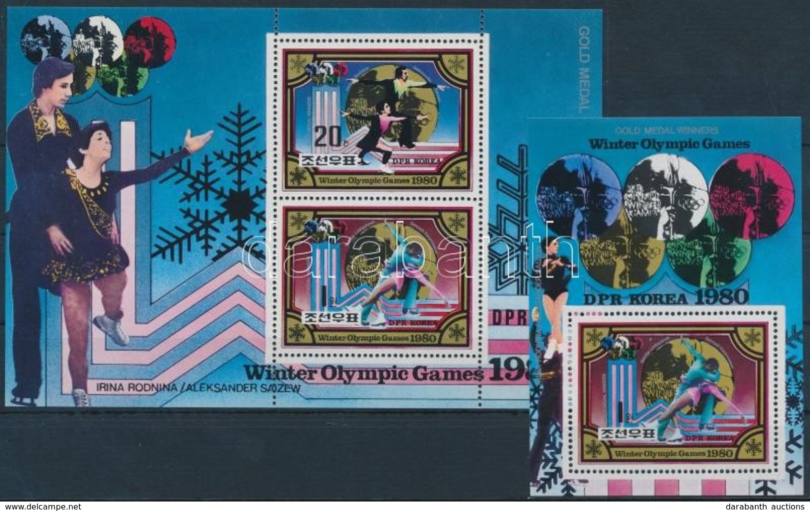 ** 1980 Téli Olimpia, Lake Placid Kisív Mi 2038-2039 + Blokk 80 - Altri & Non Classificati