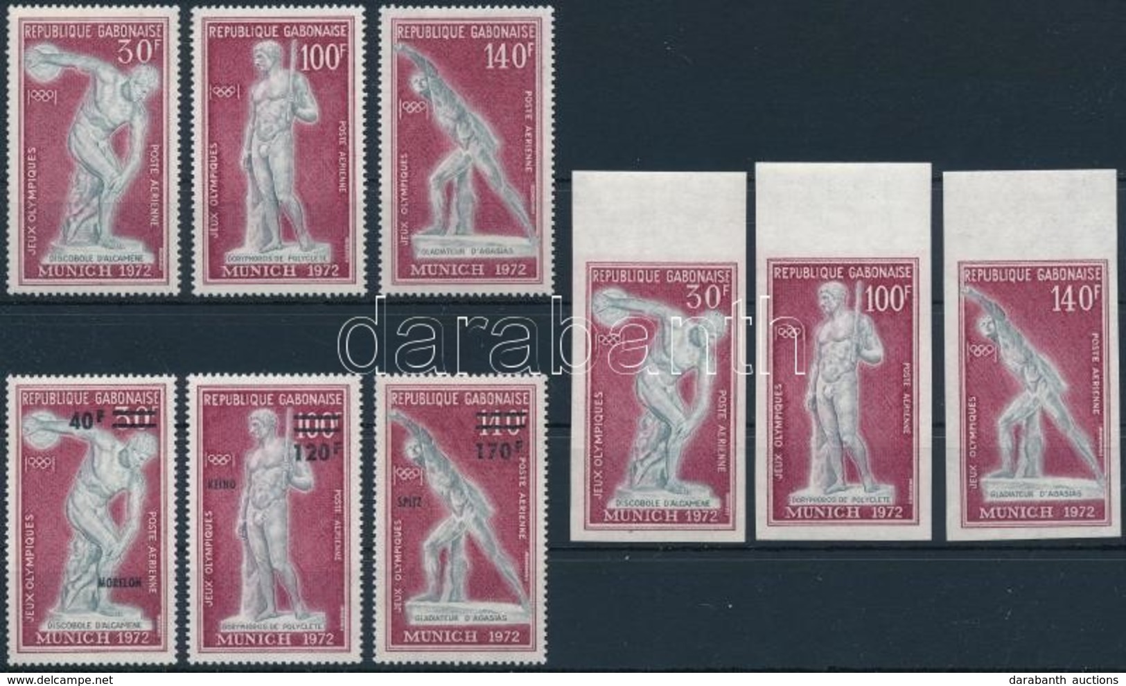 ** 1972 Nyári Olimpia: München Fogazott és ívszéli Vágott Sor Mi 470-472 + Felülnyomott Sor Mi 489-491 - Other & Unclassified