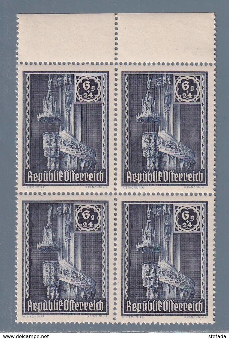 AUSTRIA  AUTRICHE ÖSTERREICH MNH** 1946   S. STEFANO 6+24  GR VIERBLOCK - Neufs