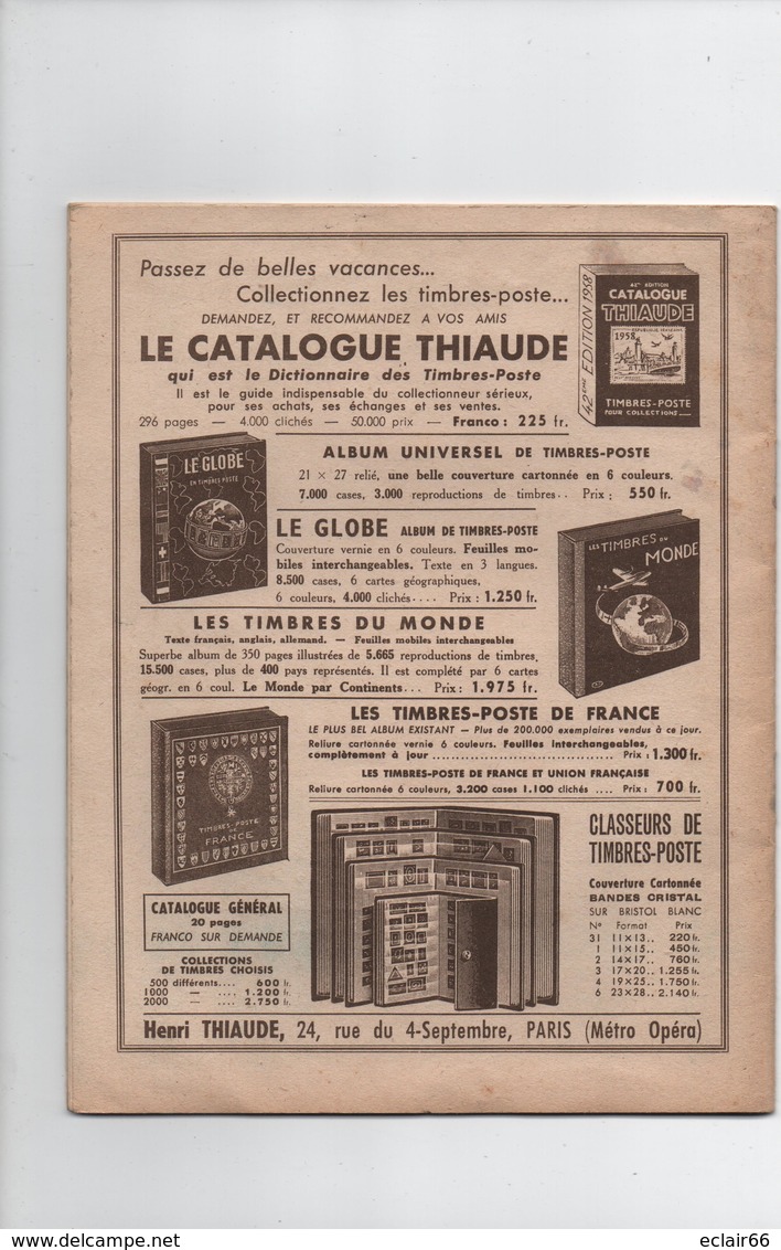 Cahier De Vacances Magnard N°4 Années 1955 CM1 Année 9 A 10 Ans Loulou Et Babette Visitent La France 35 Pages - 6-12 Ans