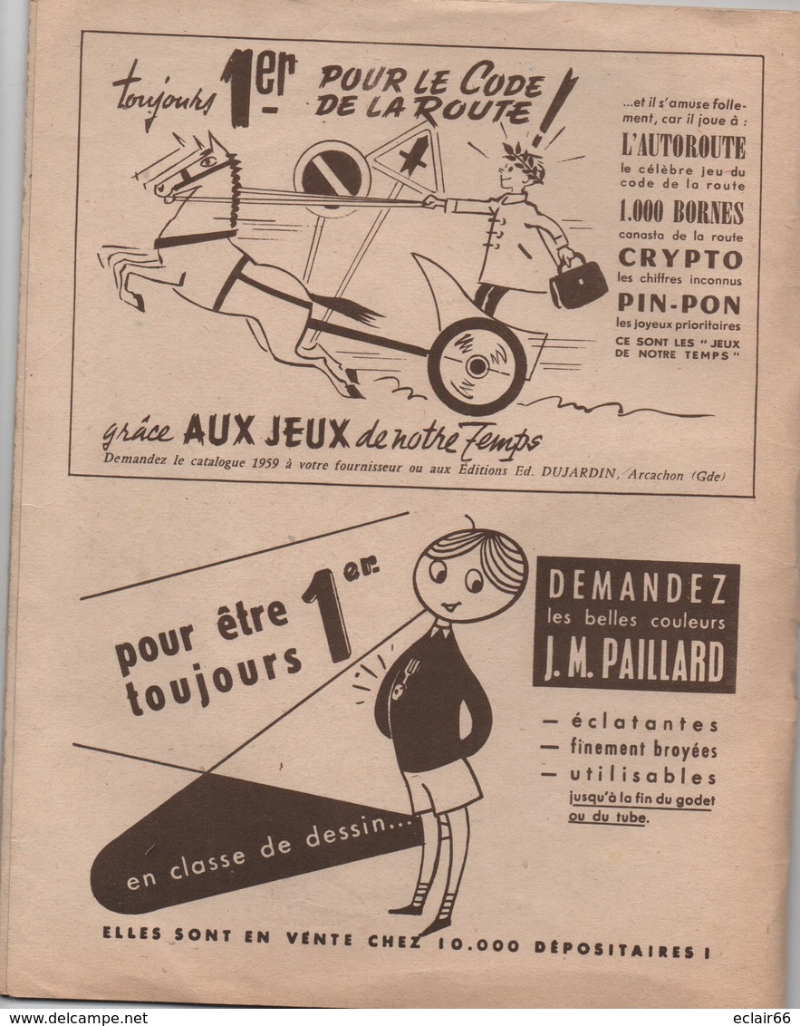 Cahier De Vacances Magnard N°4 Années 1955 CM1 Année 9 A 10 Ans Loulou Et Babette Visitent La France 35 Pages - 6-12 Ans