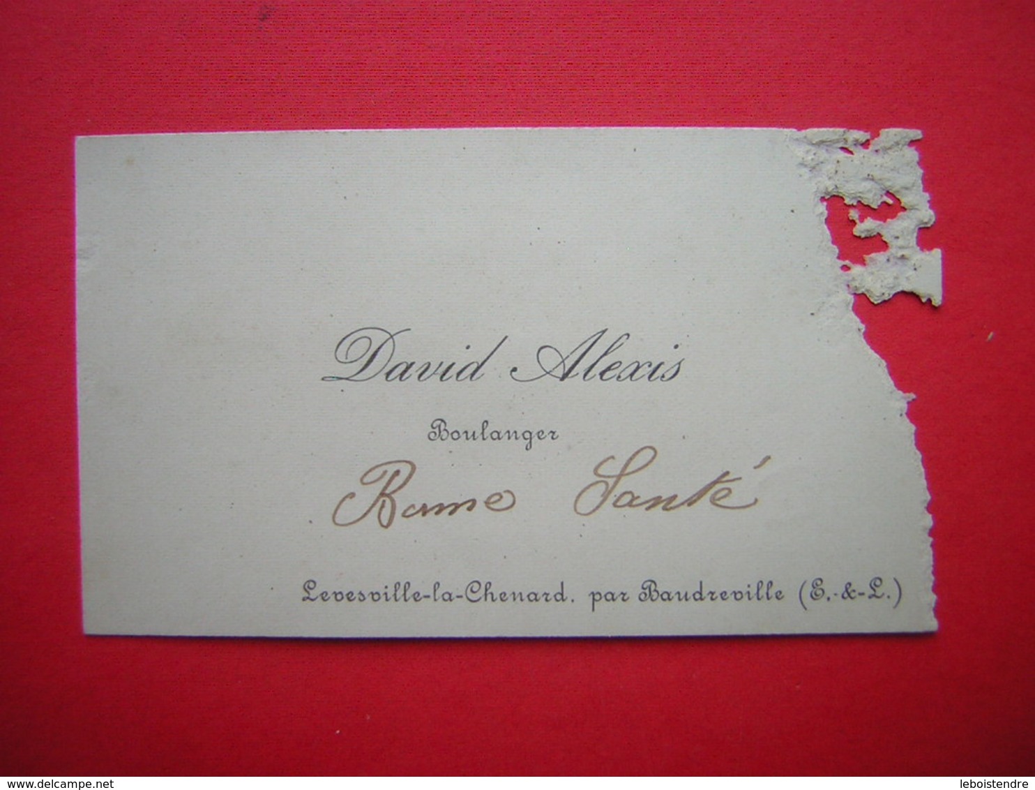 ANCIENNE CARTE DE VISITE  DAVID ALEXIS BOULANGER  LEVESVILLE LA CHENARD PAR BAUDREVILLE E Et L - Visiting Cards