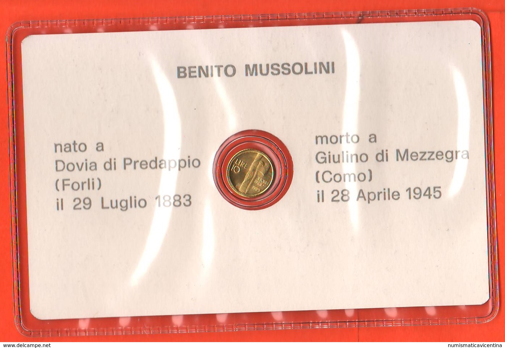 20 Lire Di Mussolini  Pseudo Moneta Token Gettone In Blister Anno 1983 X 100° Birth - Altri & Non Classificati