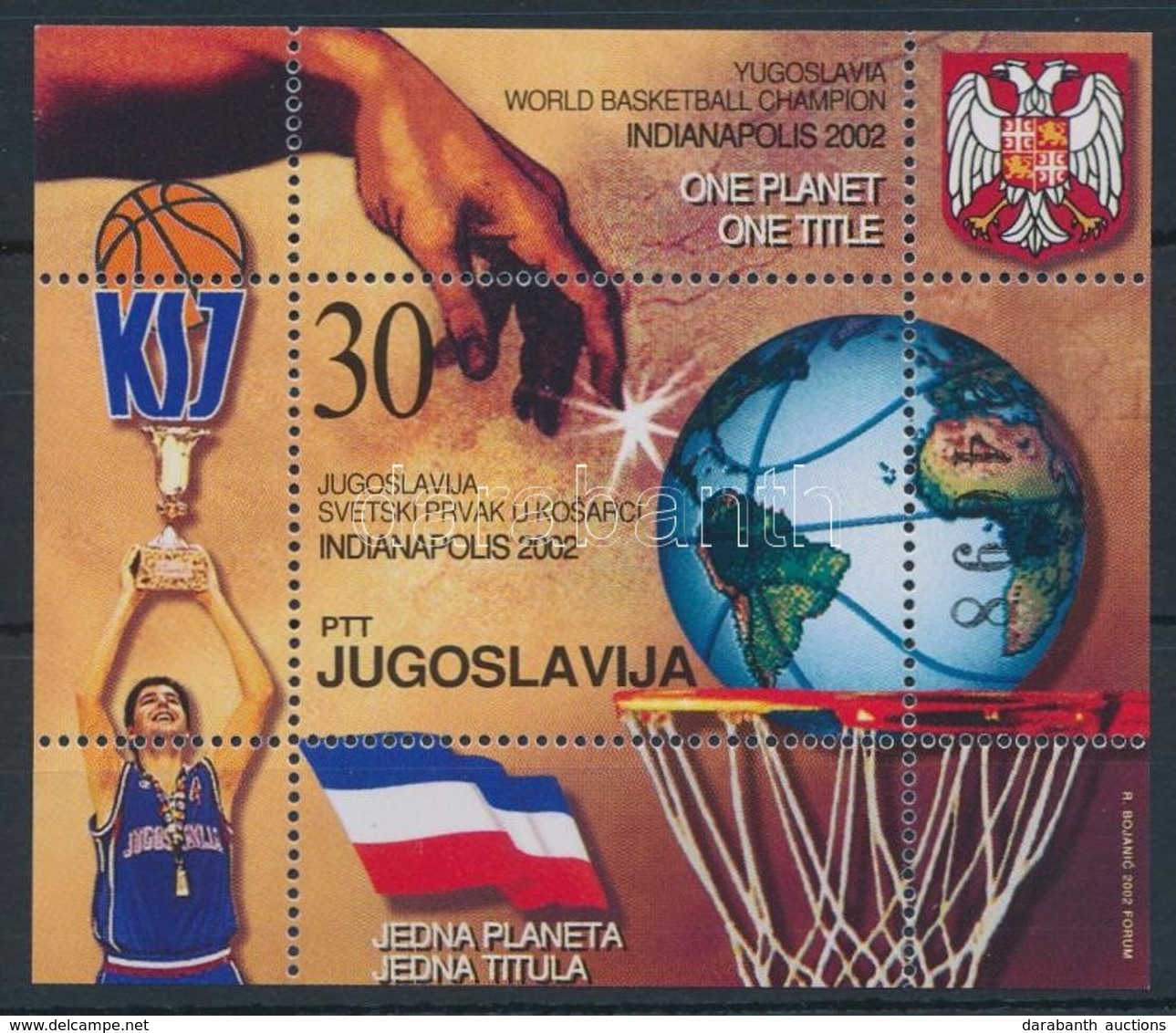 ** 2002 Kosárlabda Vb Győztes Jugoszlávia Blokk Mi 54 - Altri & Non Classificati