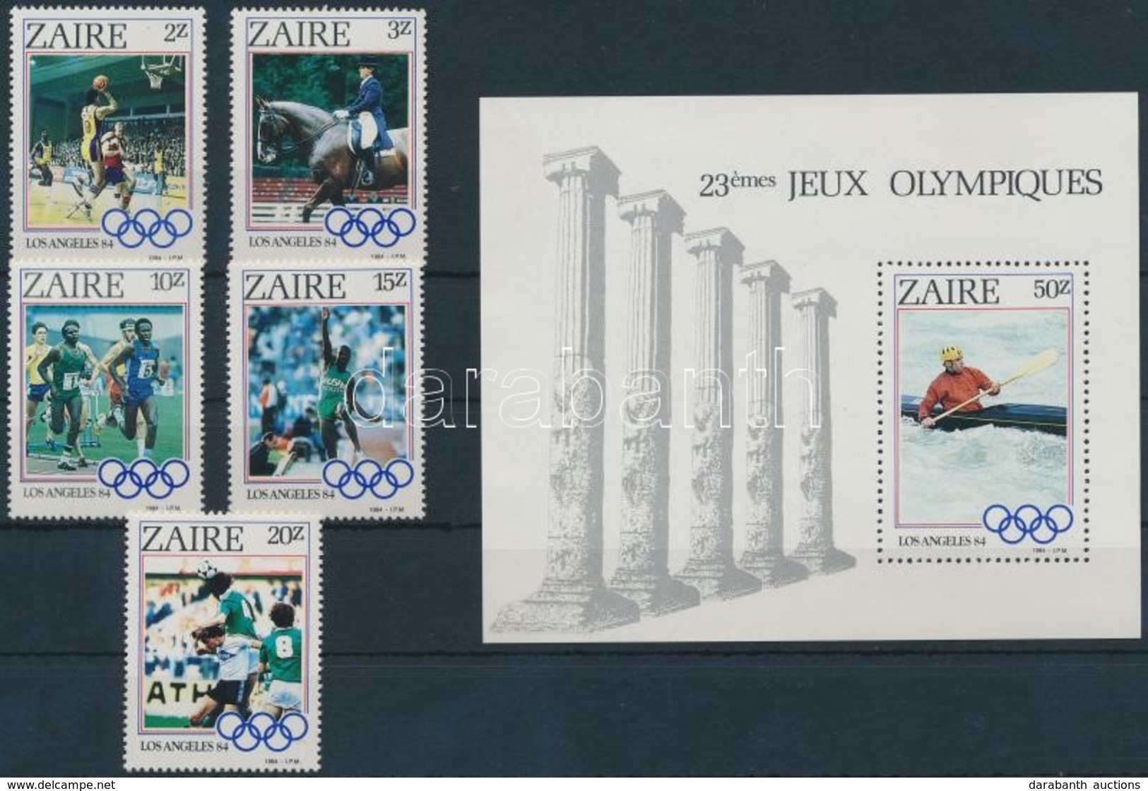 ** Zaire 1984 Nyári Olimpia, Los Angeles Sor Mi 861-865 + Blokk 49 - Sonstige & Ohne Zuordnung