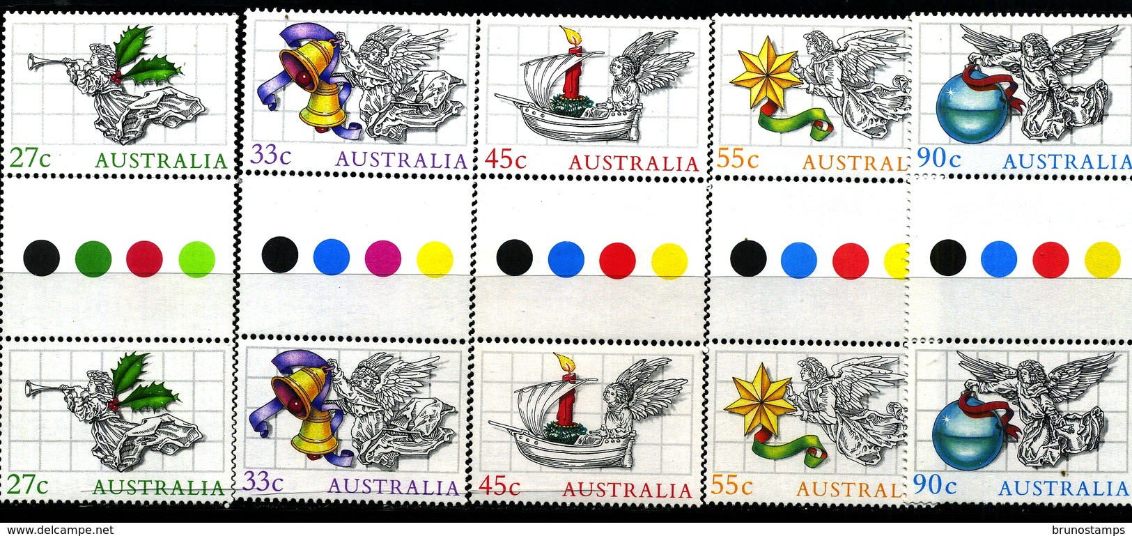 AUSTRALIA - 1985  CHRISTMAS  SET  UNFOLDED GUTTER PAIRS   MINT NH - Nuovi