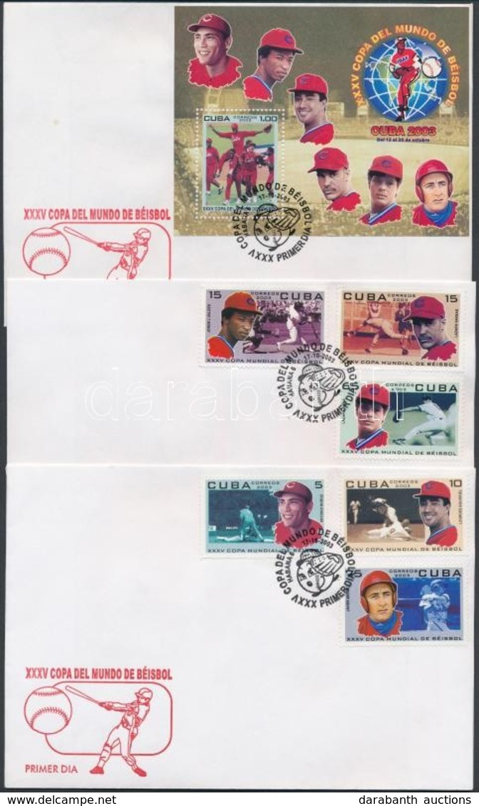 2003 Baseball Világbajnokság Sor Mi 4559-4564 + Blokk Mi 186 3 Db FDC-n - Andere & Zonder Classificatie