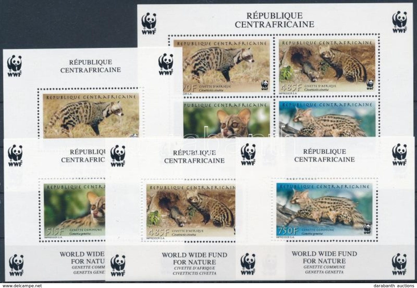 ** 2007 WWF: Vadmacska Félék Blokksor Mi  Blokk 693-697A - Altri & Non Classificati