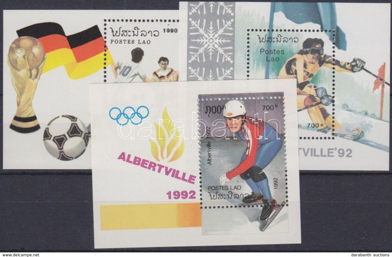 ** 1991 Labdarúgó VB Blokk Mi 135 + Albertville-i Olimpia Blokk Mi 137 + 1992 Blokk Mi 141 - Sonstige & Ohne Zuordnung