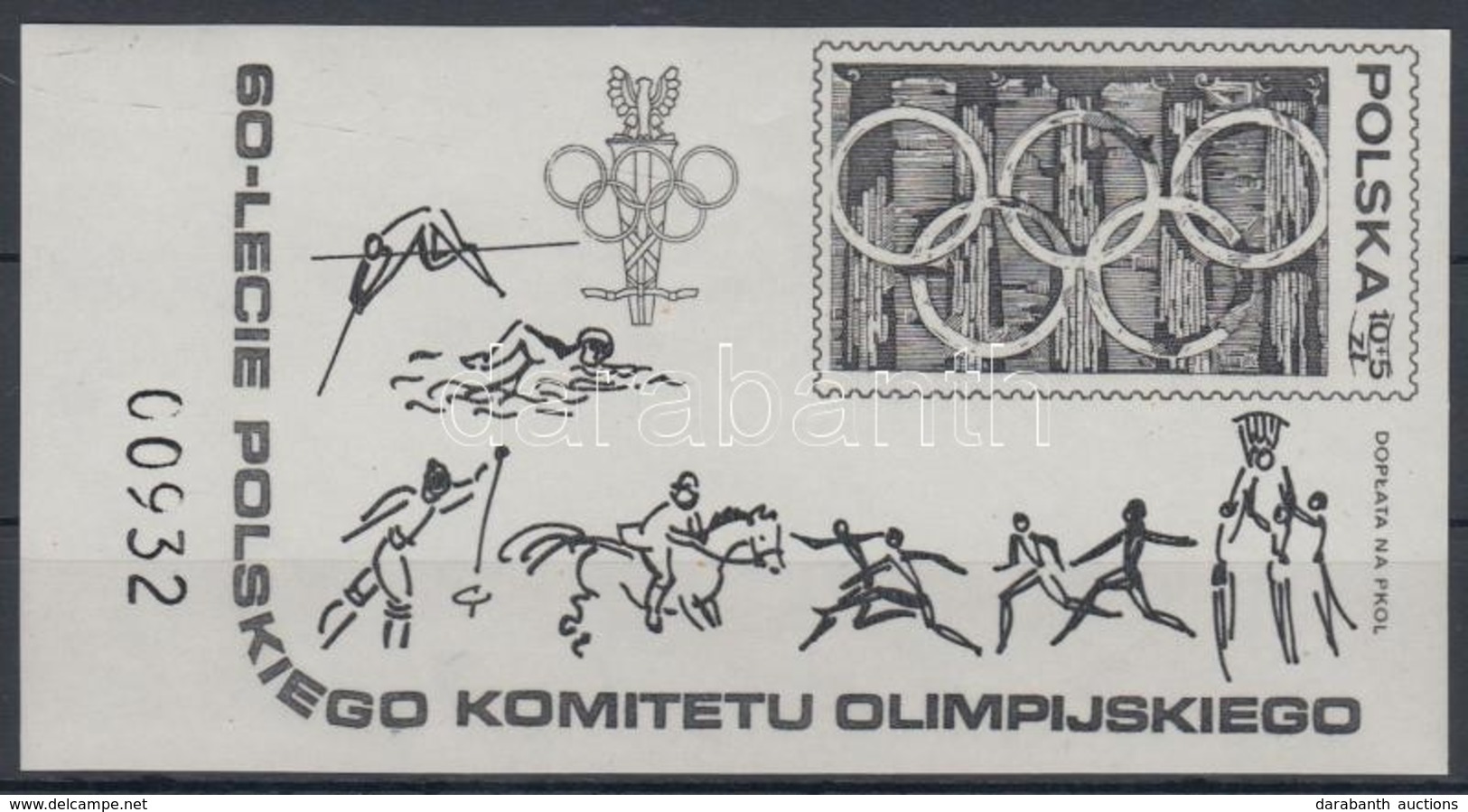** 1979 60 éves A Lengyel Olimpiai Bizottság Feketenyomat Blokk Mi 74 - Autres & Non Classés