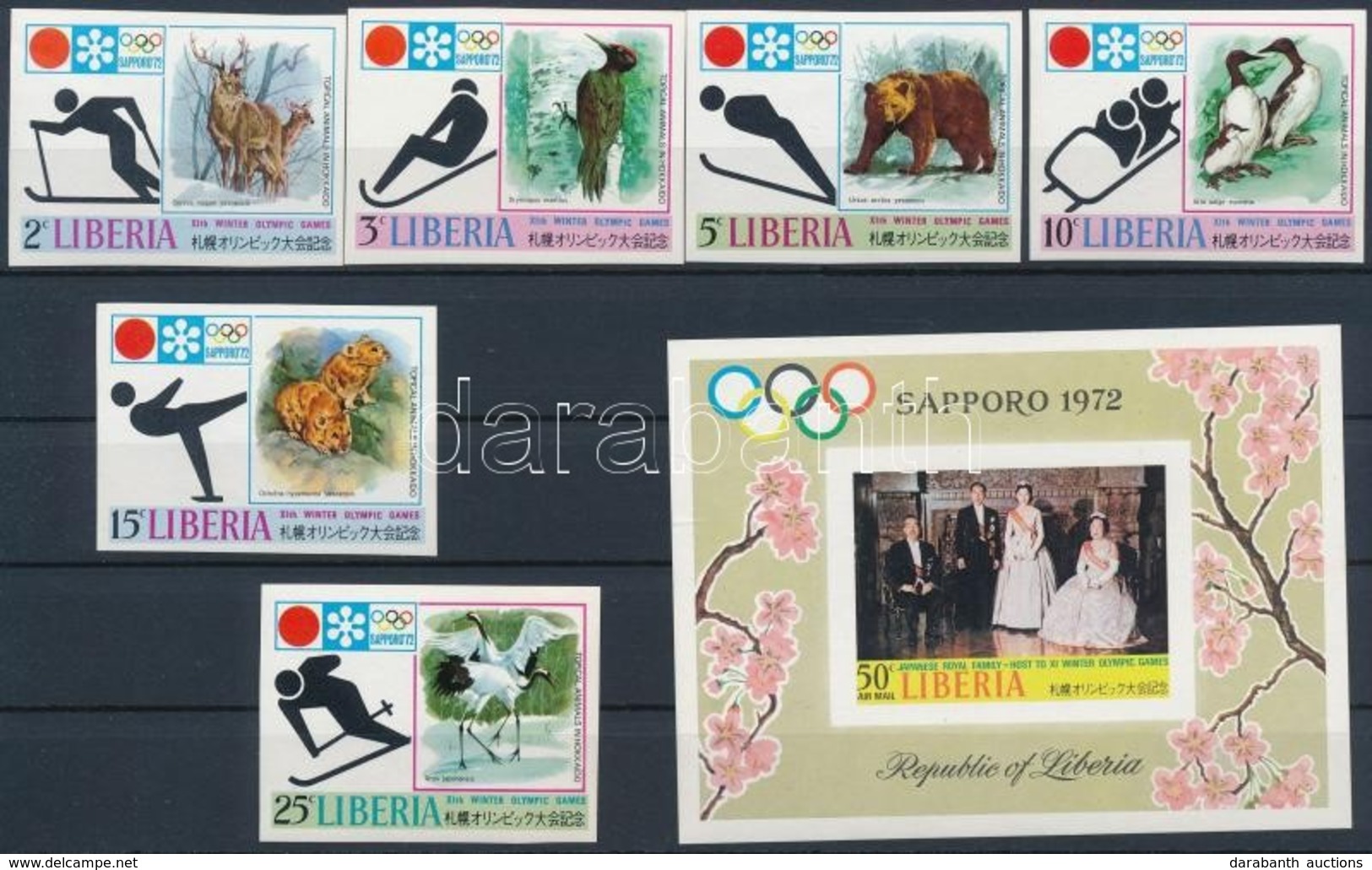 ** 1971 Téli Olimpia, Sapporo Vágott Sor Mi 810-815 B + Blokk Mi 58 B - Altri & Non Classificati
