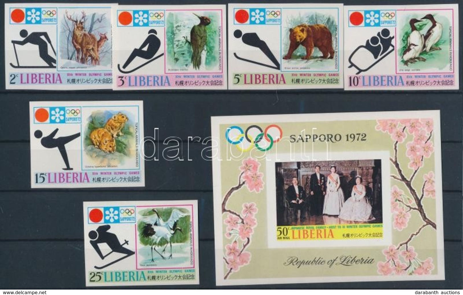 ** 1971 Téli Olimpia, Sapporo Vágott Sor Mi 810-815 B + Blokk Mi 58 B - Altri & Non Classificati