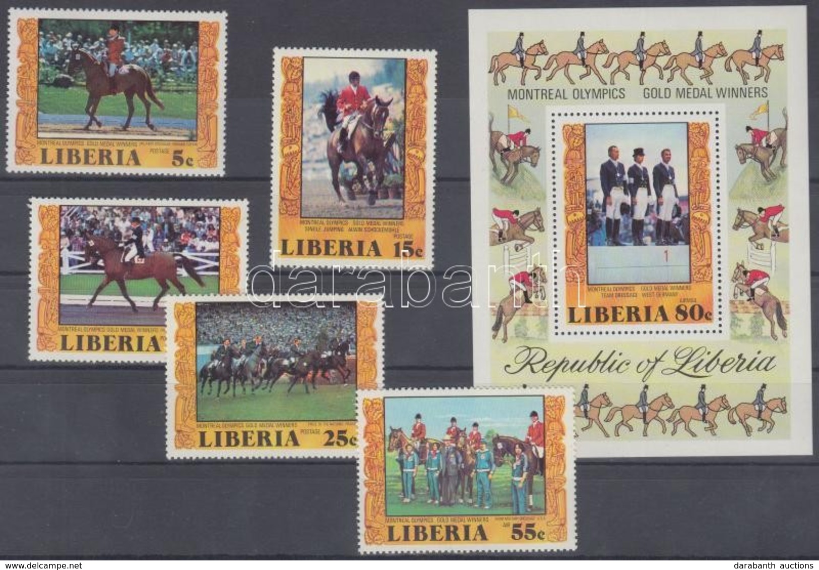 ** 1977 Olimpiai Aranyérmesek Sor Mi 1032-1036 A + Blokk 86 A - Other & Unclassified