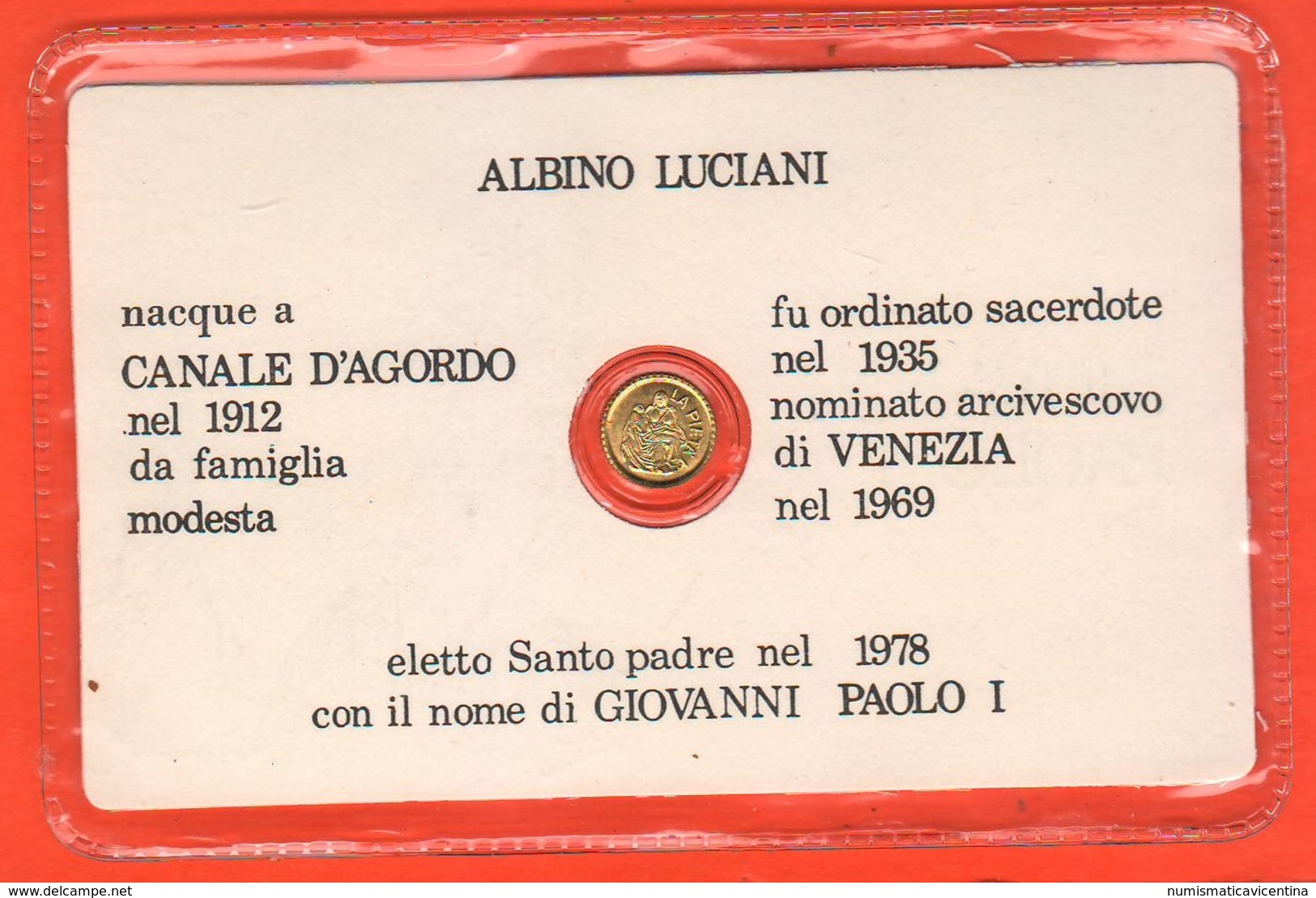 Papa Pope Luciani Giovanni Paolo I°  Gettone Medaglietta Token In Blister Fine Anni '80 La Pietà Al Retro - Altri & Non Classificati