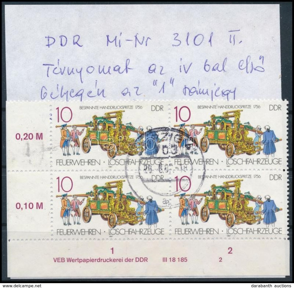 O 1987 Mi 3101 II. Tévnyomat Négyes Tömbben (2 Tévnyomat Pár) (Mi EUR 50,-) - Other & Unclassified