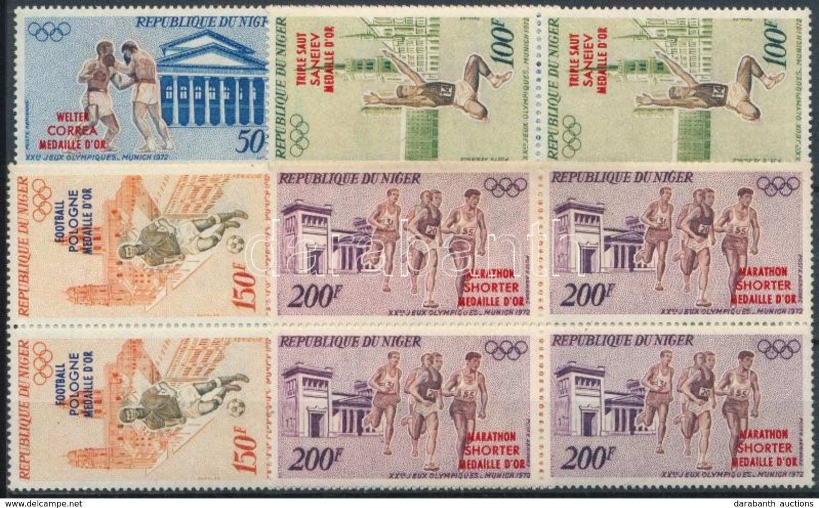 ** 1972 Nyári Olimpia Aranyérmesei; München Sor Négyestömbökben Mi 348-351 - Other & Unclassified