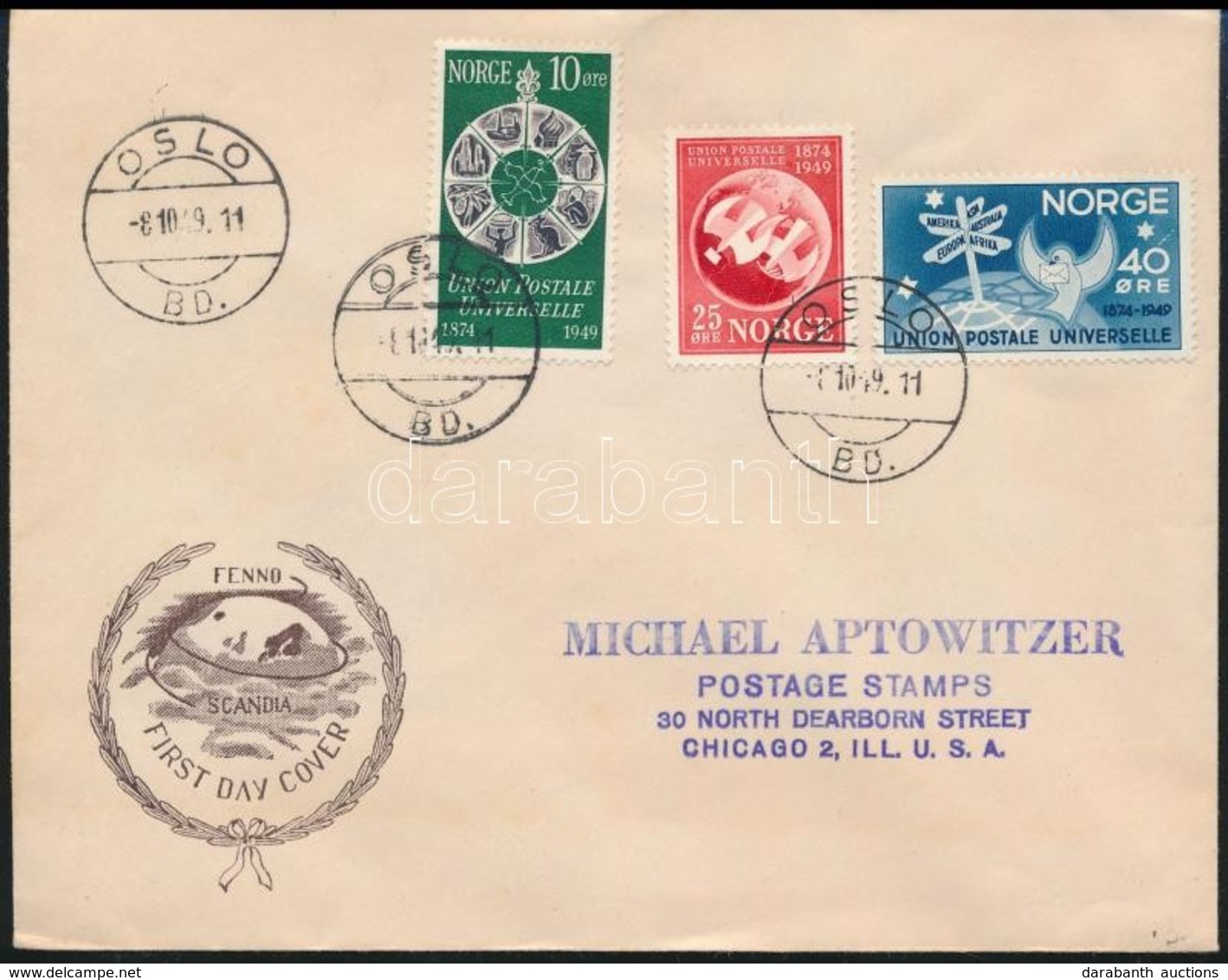 1949 UPU Sor Mi 344-346 FDC - Other & Unclassified