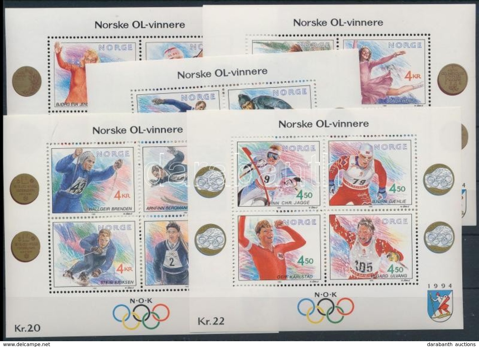 ** 1989-1993 Téli Olimpia 5 Klf Blokk Mi 12, 14, 16, 17, 19 - Sonstige & Ohne Zuordnung