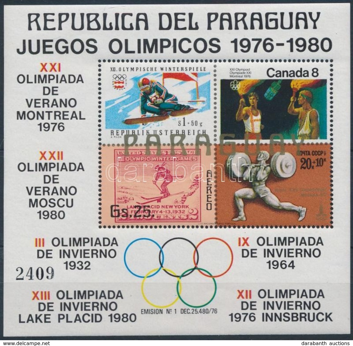 ** 1978 Olimpiai Játékok 1976-1980 Blokk Mi 316 - Altri & Non Classificati