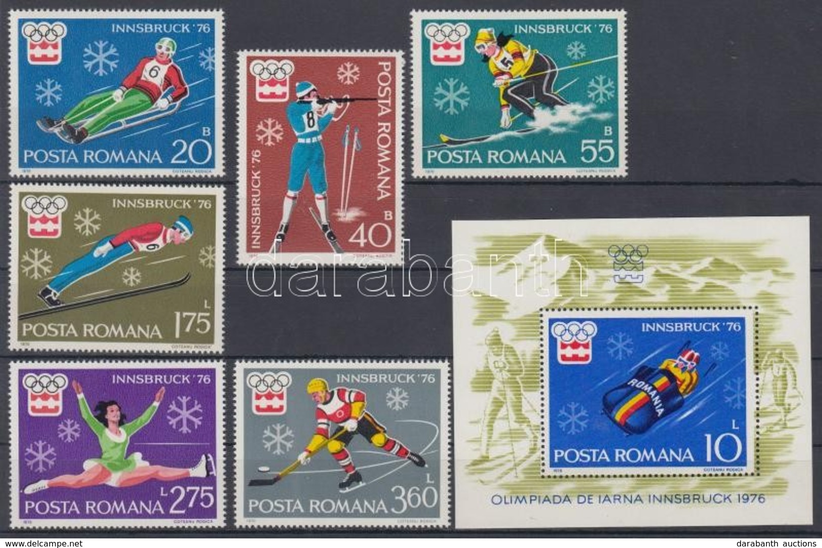 ** 1976 Téli Olimpia, Innsbruck Sor Mi 3312-3317 + Blokk Mi 128 - Altri & Non Classificati