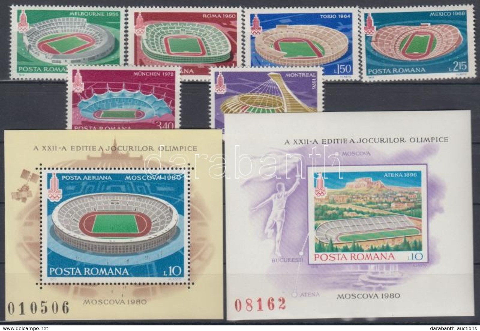 ** 1979 Nyári Olimpia, Moszkva Sor Mi 3625-3630 + Blokkpár Mi 161-162 - Altri & Non Classificati