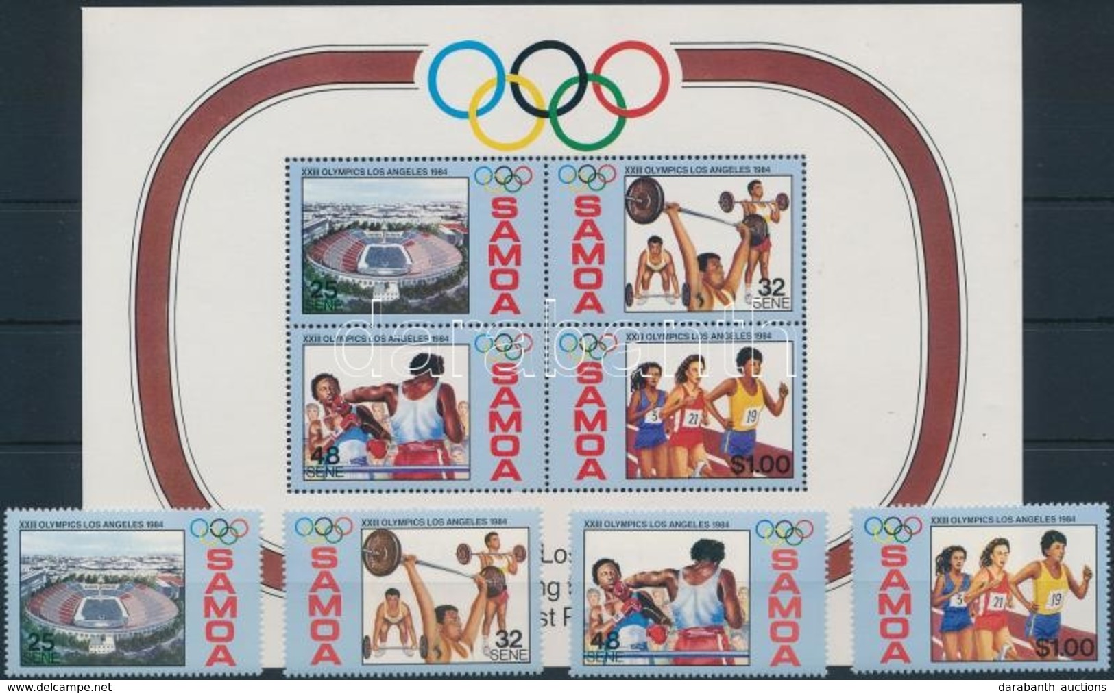 ** 1989 Olimpia Los Angeles Sor + Blokk,
Olympics Los Angeles Set + Block
Mi 545-548 + 32 - Andere & Zonder Classificatie