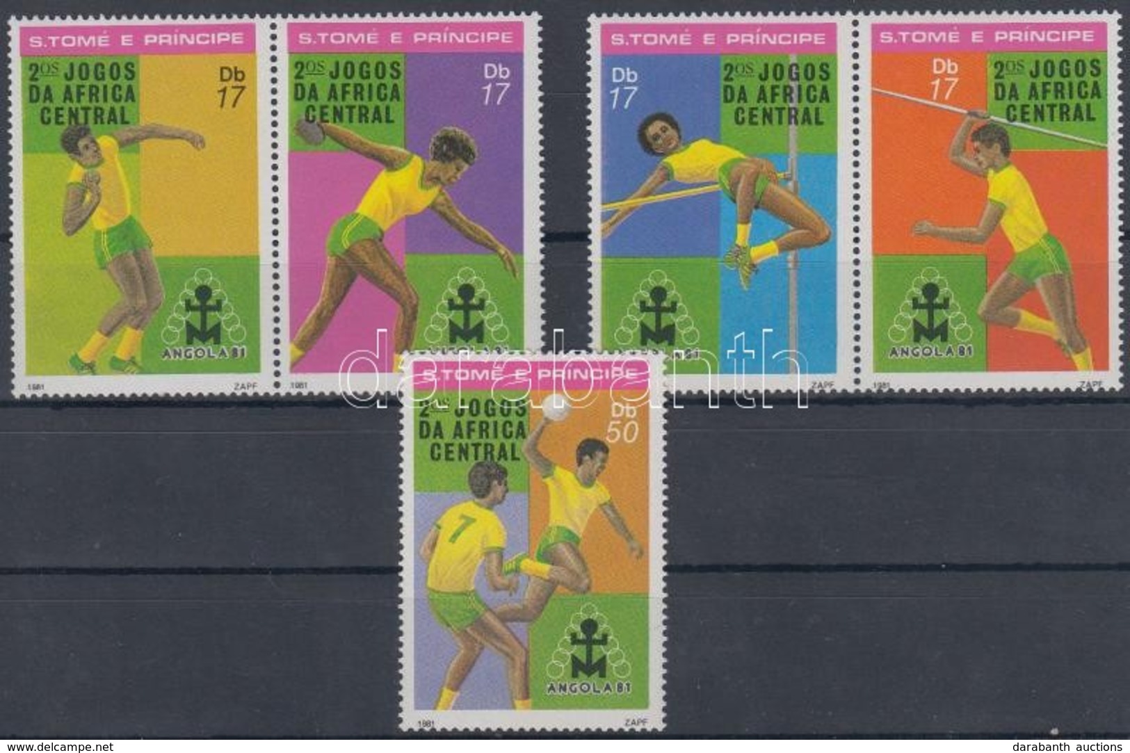 ** 1981 Közép-afrikai Sport Játékok, Luanda Sor 2 Párral Mi 738-742 - Altri & Non Classificati