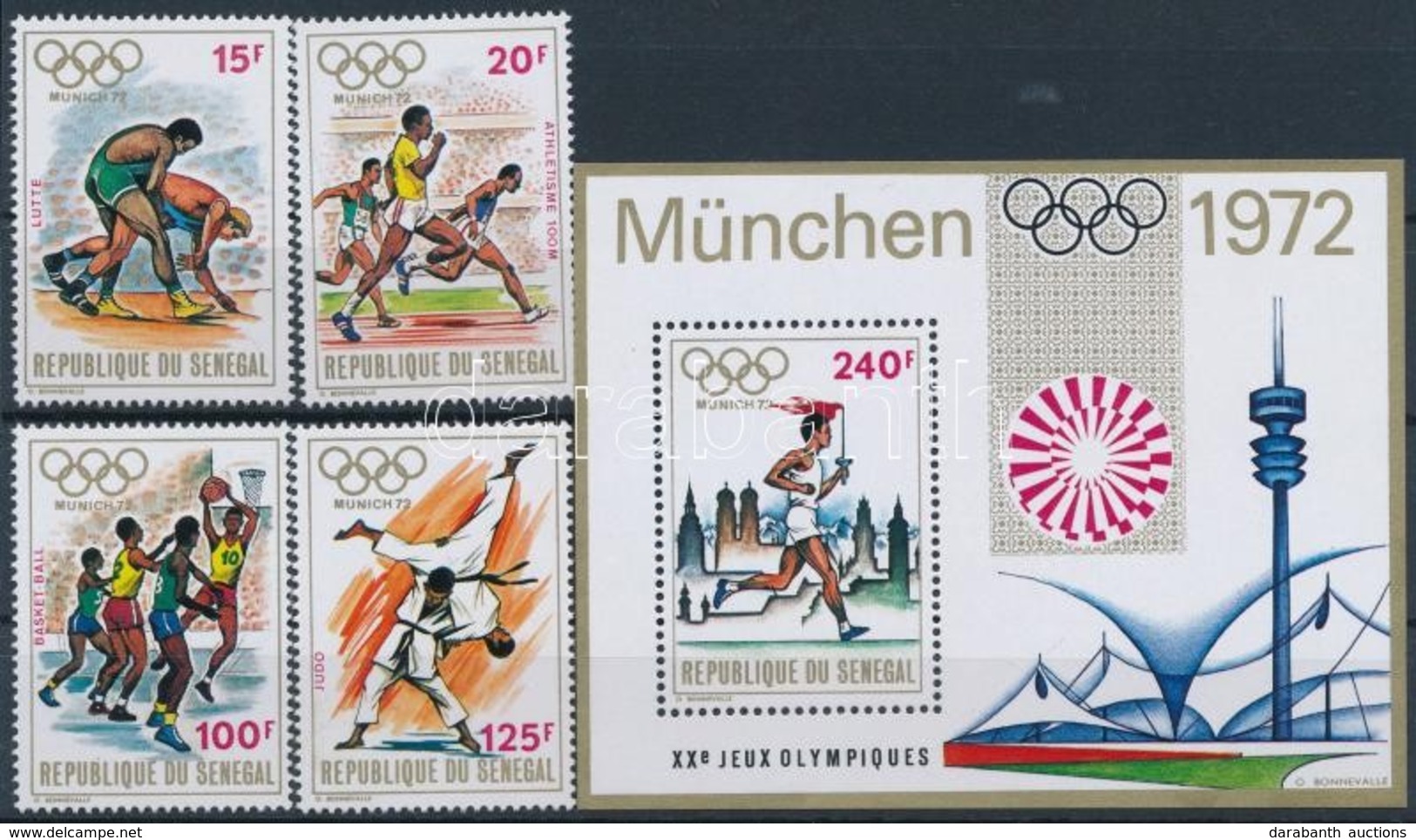 ** 1972 Nyári Olimpia, München Sor Mi 494-497 + Blokk 10 - Other & Unclassified