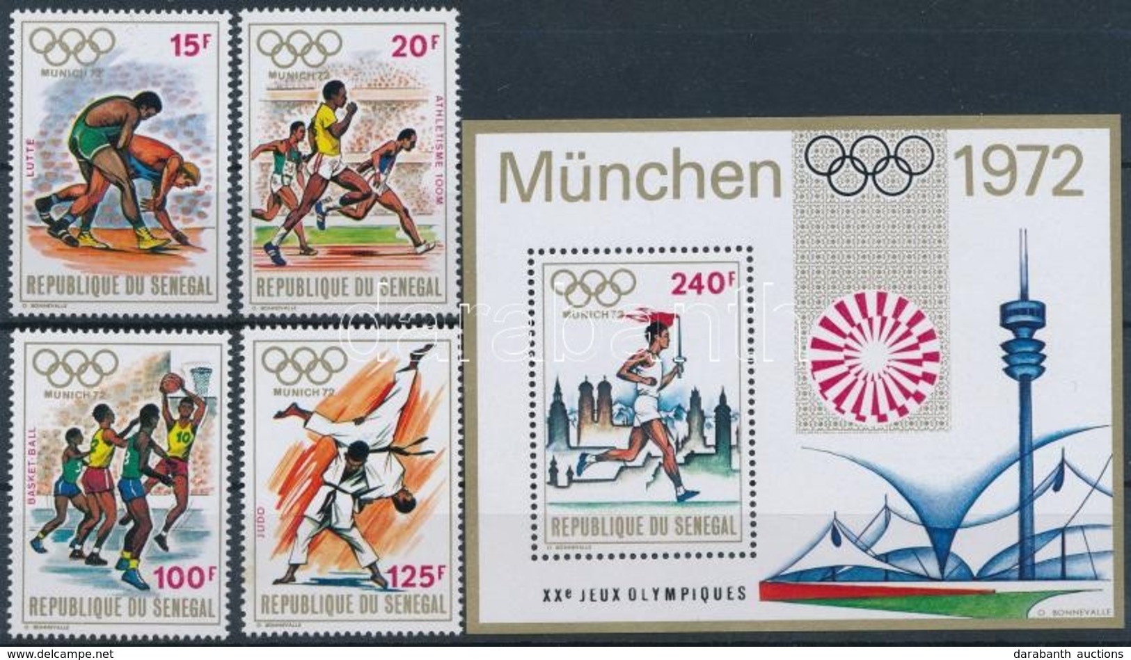 ** 1972 Nyári Olimpia, München Sor Mi 494-497 + Blokk 10 - Altri & Non Classificati