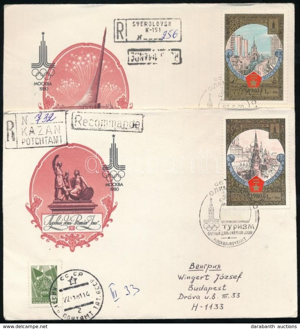 1980 Nyári Olimpia Sor Mi 4927-4928 2 FDC Ajánlott Levélként érkezettek Budapestre - Other & Unclassified