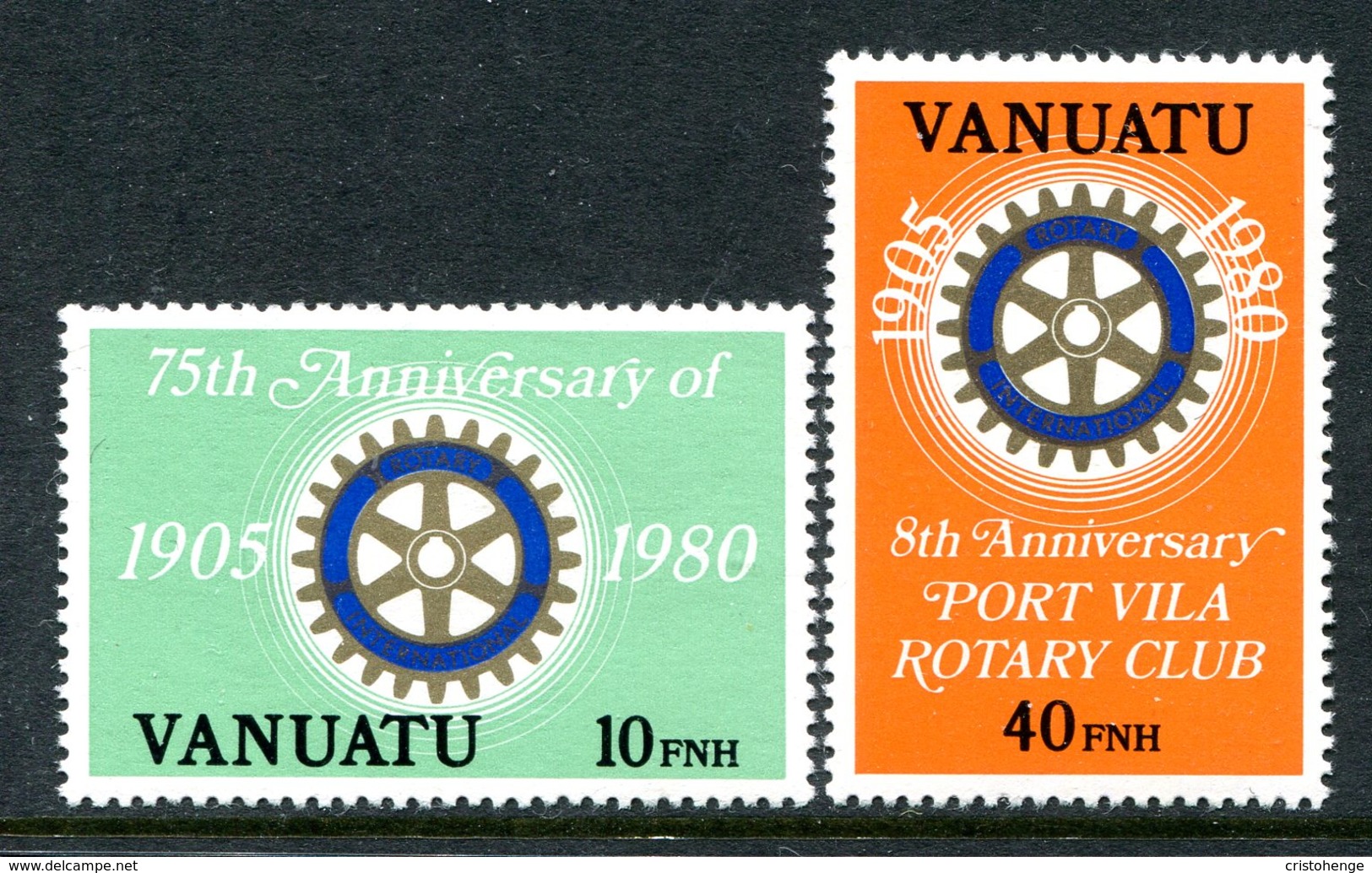 Vanuatu 1980 75th Anniversary Of Rotary International - English Legend - Set MNH (SG 300E-301E) - Vanuatu (1980-...)