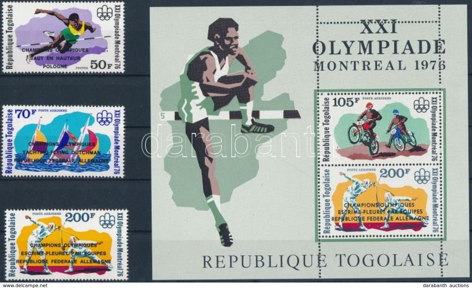 ** 1976 Olimpiai éremgyőztesek Sor Felülnyomással Mi 1201 A-1203 A + Blokk Mi 109 A - Sonstige & Ohne Zuordnung