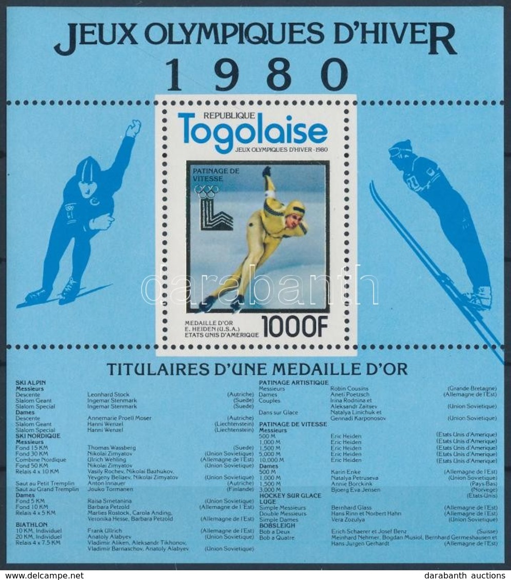 ** 1980 Téli Olimpia érmesei Blokk Mi 171 A - Sonstige & Ohne Zuordnung