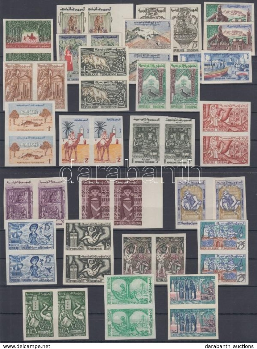 ** Tunézia 1959 Forgalmi Bélyegek: Tunéziai életképek 2x24 Vágott érték (21 Párban) Mi 516-543 (hiányzik 521, 524, 528,  - Other & Unclassified